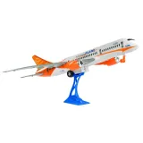 Duży biały samolot pasażerski zabawkowy z napędem friction