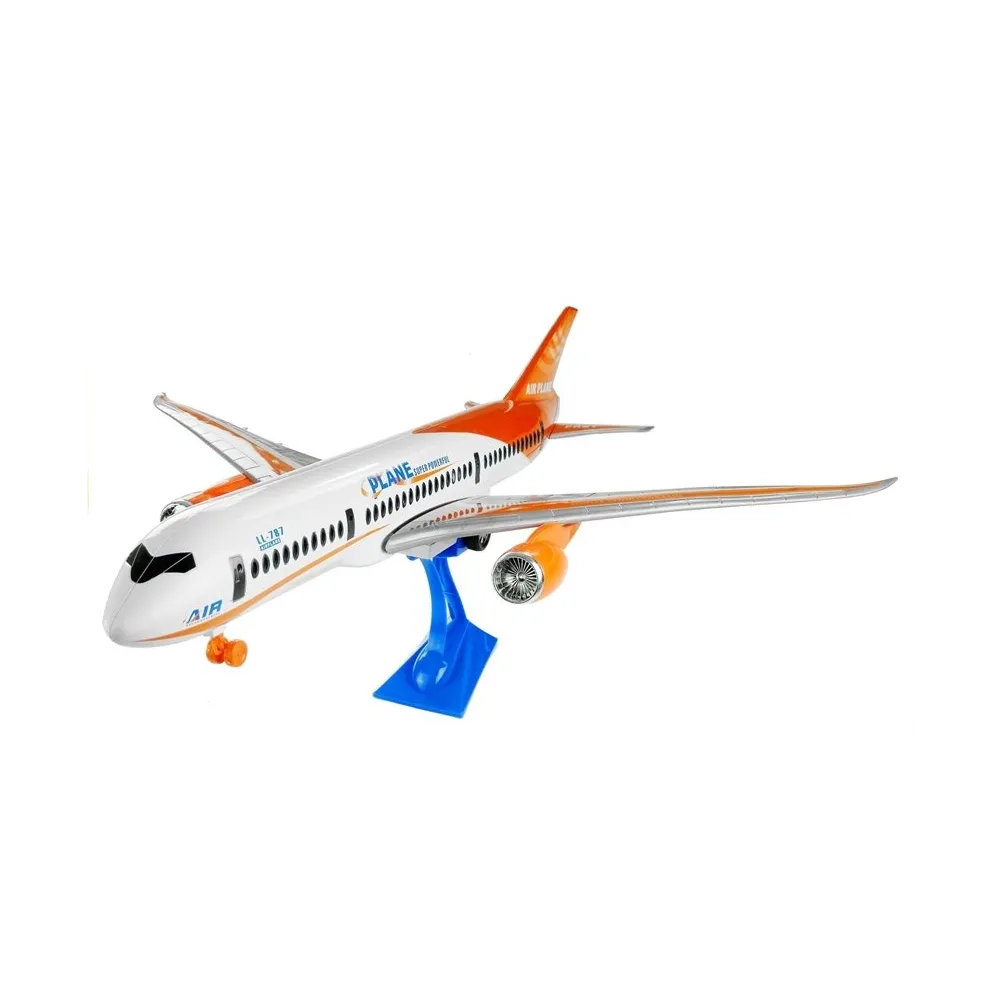 Realistyczny model samolotu dla dzieci z pomarańczowymi akcentami
