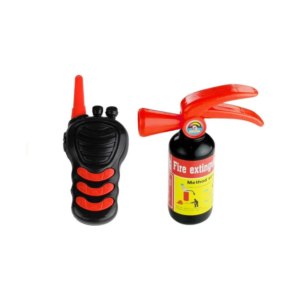 Komplet akcesoriów strażackich, narzędzia i maska