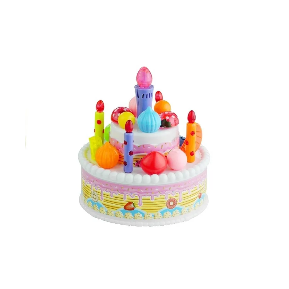 Kolorowy tort z efektami świetlnymi i dźwiękowymi do zabawy