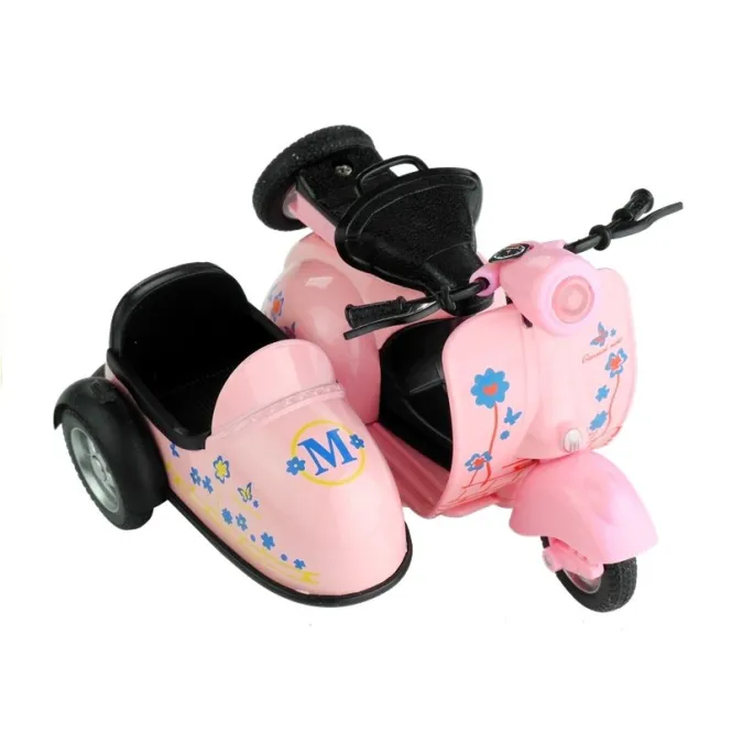 Motorek w skali 1:14 z metalowym korpusem i kolorowymi detalami