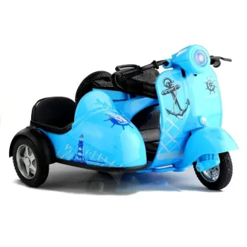 Żółty motorek dziecięcy, zabawka z dźwiękami i światłami LED