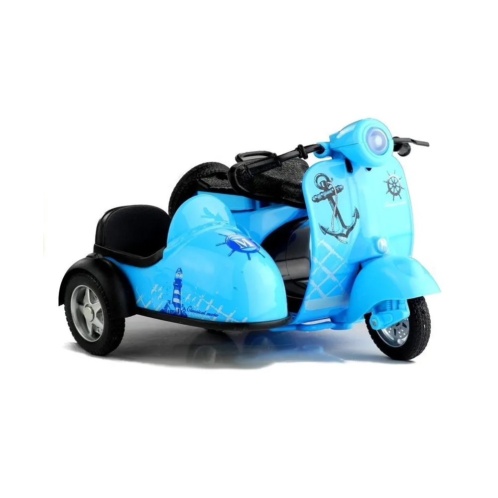 Żółty motorek dziecięcy, zabawka z dźwiękami i światłami LED