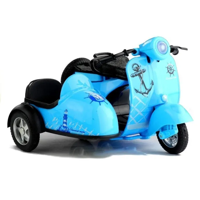 Żółty motorek dziecięcy, zabawka z dźwiękami i światłami LED