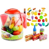 Dzbanek z zestawem 50 plastikowych warzyw i owoców do zabawy