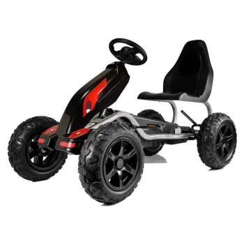 Regulowany fotel gokarta B012 czarny na pedały – widok z przodu