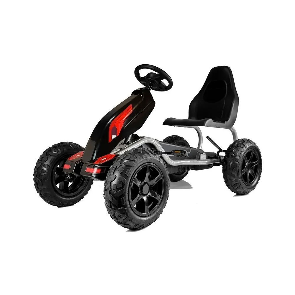 Regulowany fotel gokarta B012 czarny na pedały – widok z przodu