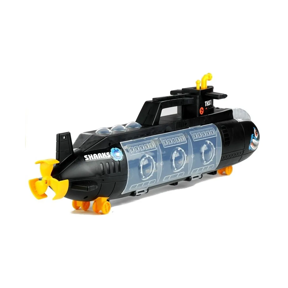 Sorter pojazdów w formie łodzi podwodnej z detalami jak śmigło i lunety