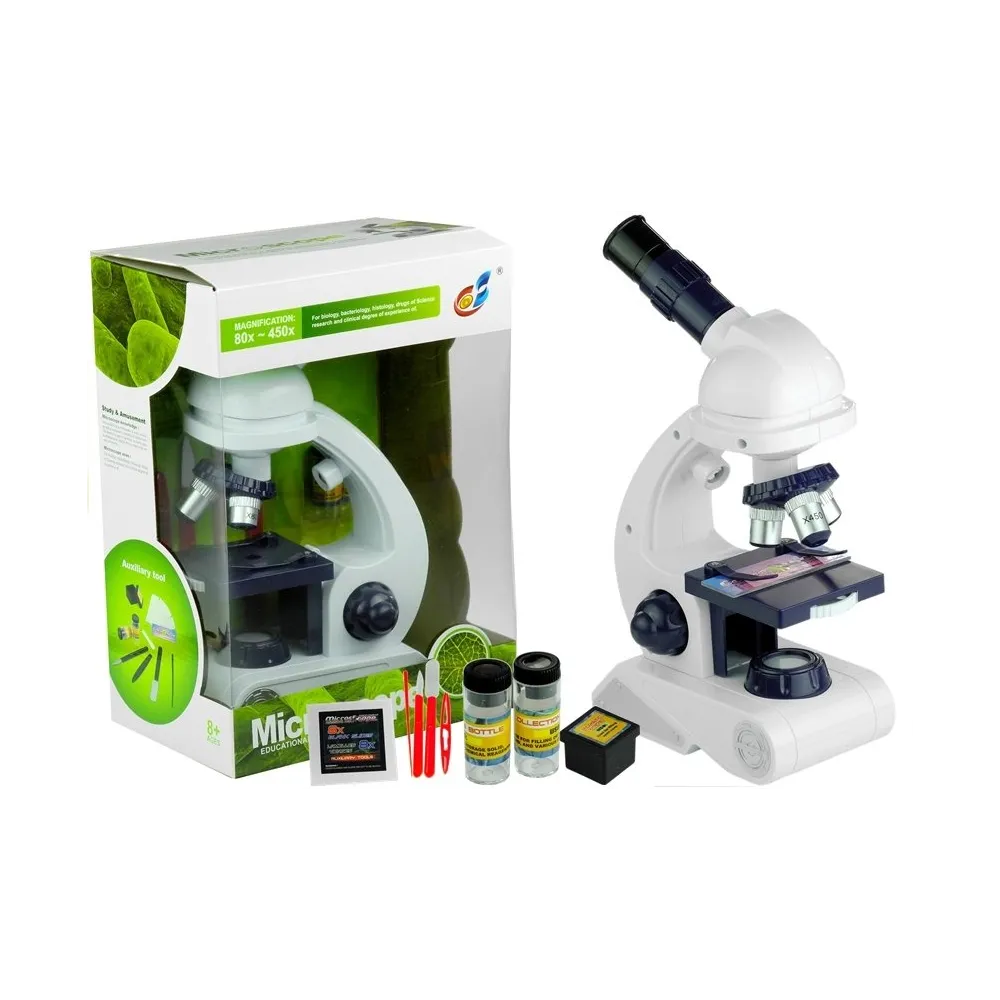 Mikroskop dziecięcy z zestawem akcesoriów i trzema powiększeniami