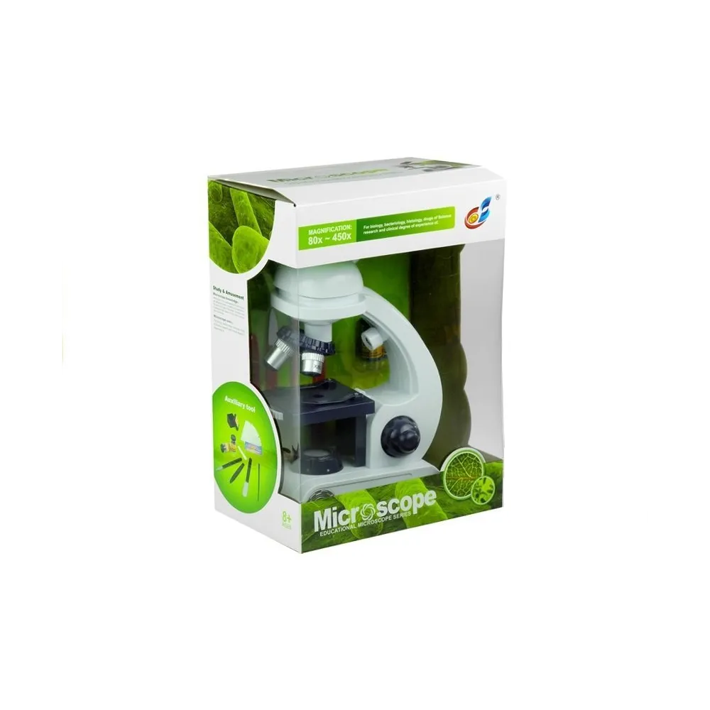 Komplet mikroskopowy zapakowany w kolorowe opakowanie idealne na prezent