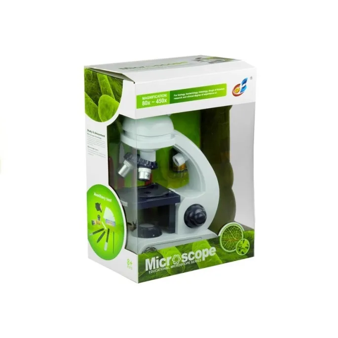 Komplet mikroskopowy zapakowany w kolorowe opakowanie idealne na prezent