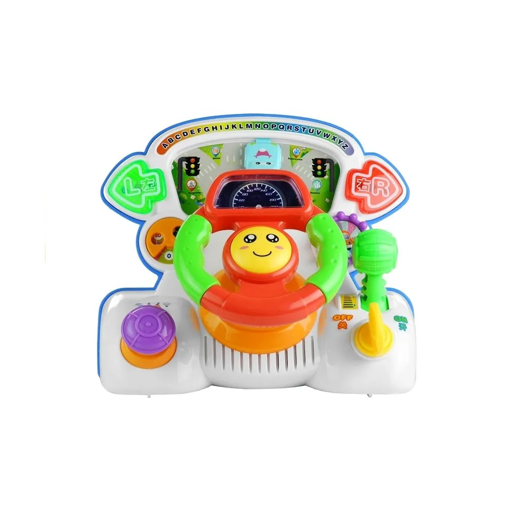 Interaktywna kierownica edukacyjna z obrotowymi i ruchomymi elementami