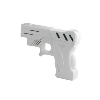 Biały pistolet laserowy dołączony do budzika interaktywnego