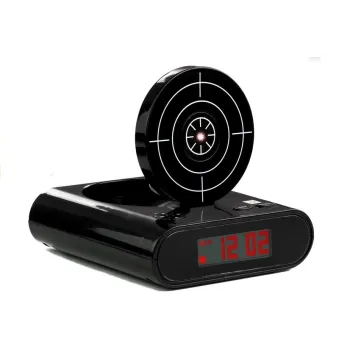 Budzik laserowy z dużym wyświetlaczem LCD i czarną obudową