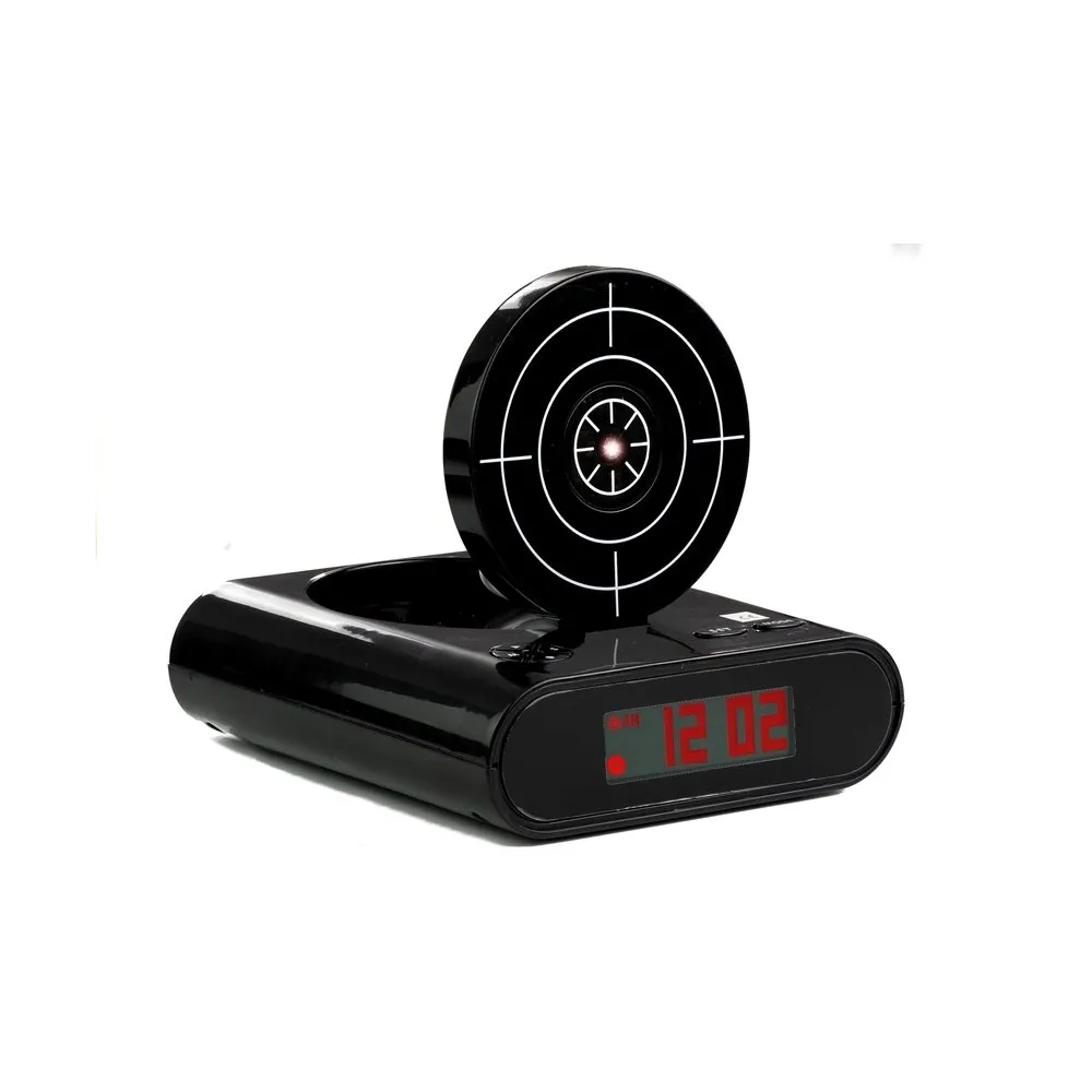 Budzik laserowy z dużym wyświetlaczem LCD i czarną obudową