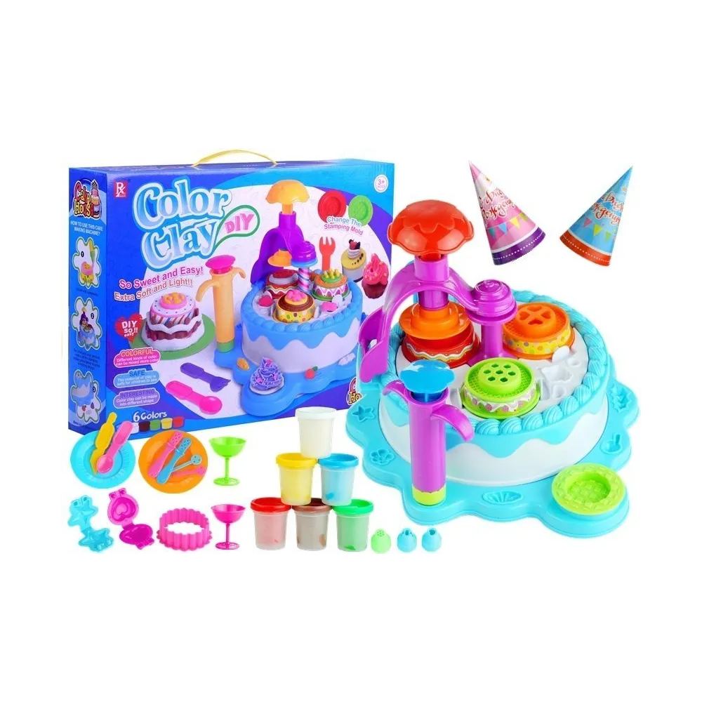 Ciastolina Zestaw Urodzinowy 6 Kolorów Akcesoria