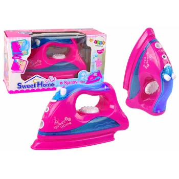 Różowe żelazko zabawkowe dla dzieci imitujące prawdziwe żelazko