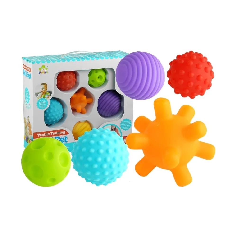 Zestaw 6 kolorowych piłeczek sensorycznych dla niemowląt
