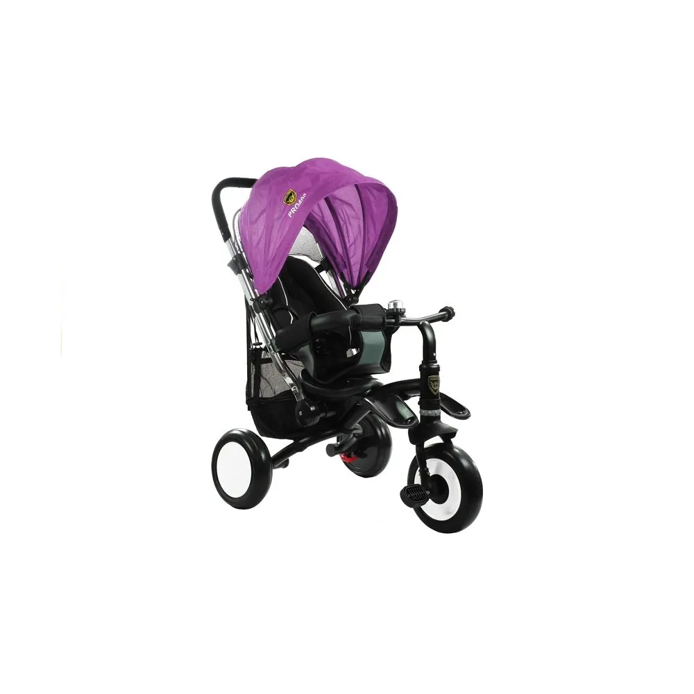 Bezpieczny rowerek dziecięcy PRO400 fioletowy z regulowaną rączką