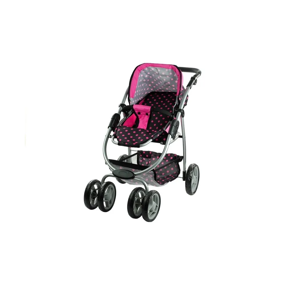 Wózek dziecięcy dla lalek Alice z koszykiem i torbą na akcesoria