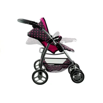 Obrotowe koła i regulowana wysokość wózka dla lalek Alice