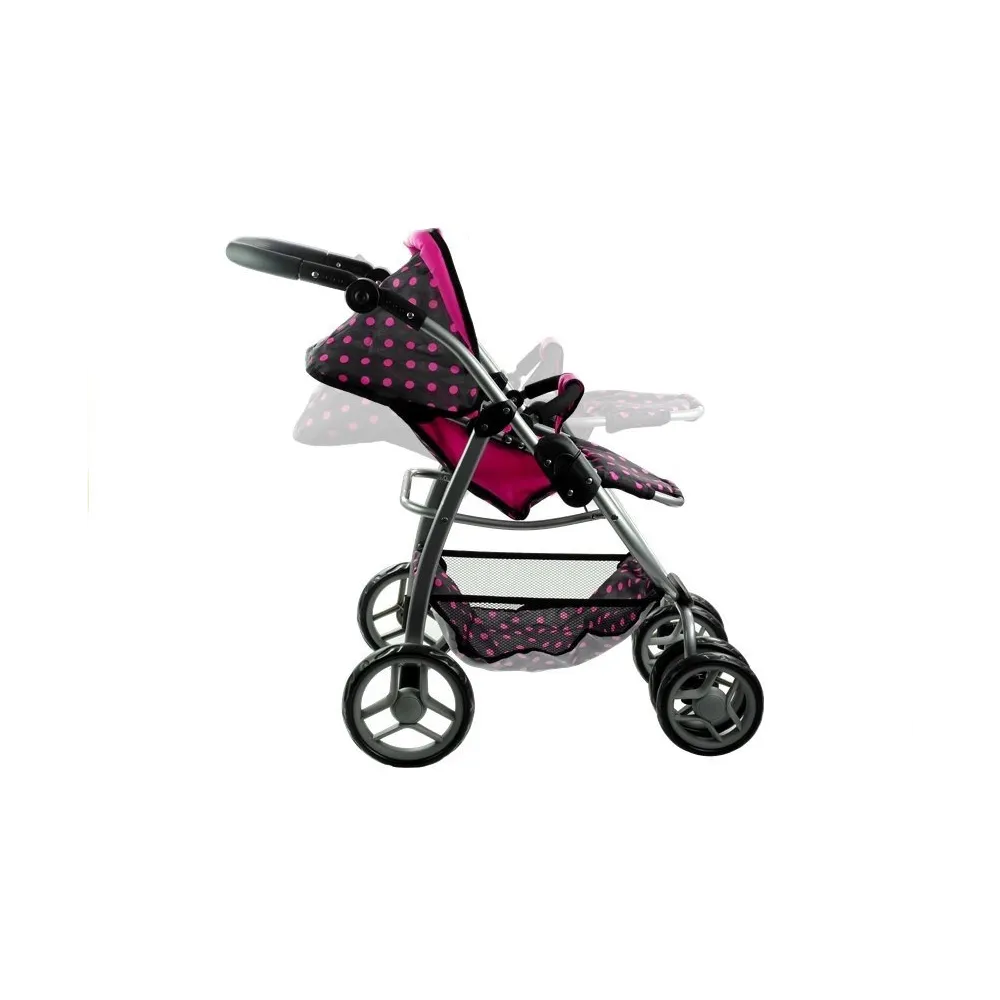 Obrotowe koła i regulowana wysokość wózka dla lalek Alice