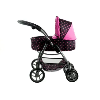 Nowoczesny wózek dla lalek Alice 2w1 czarny z różowymi detalami