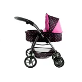 Nowoczesny wózek dla lalek Alice 2w1 czarny z różowymi detalami