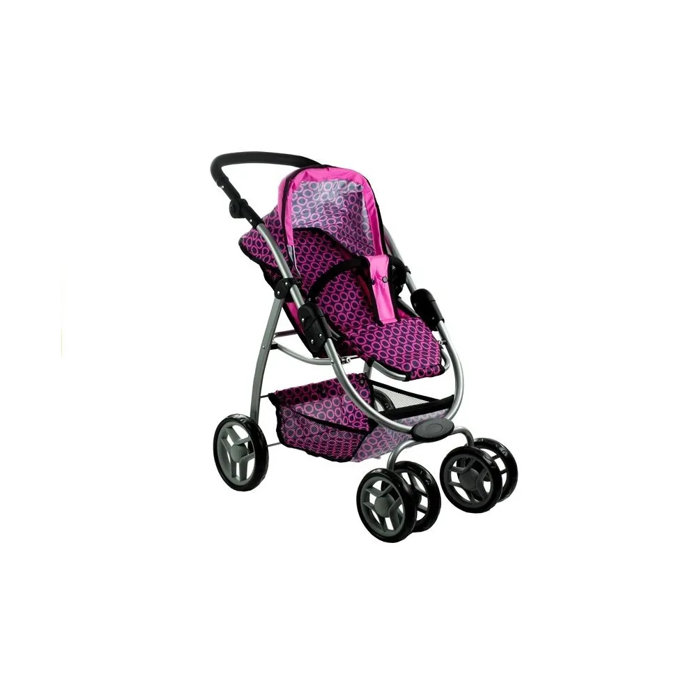 Detal czarno-różowego wózka Alice ułatwiający zabawę