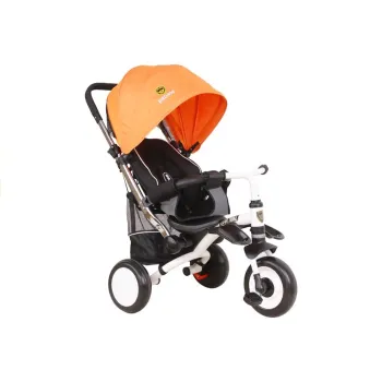 Rower trójkołowy PRO400 Pomarańczowy z piankowymi kołami i pasami