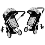 Wózek dla lalek Alice 2w1 z motywem w groszki, widok przodu