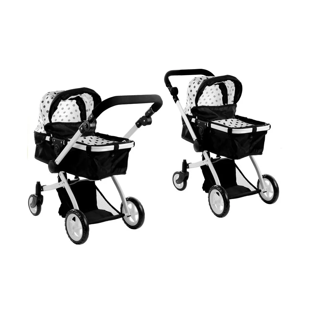 Głęboki wózek Alice do lalek w kolorze czarno-białym, prezentacja