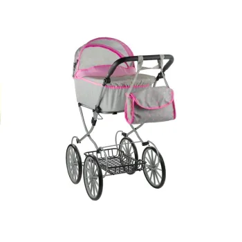 Wózek dla lalek Alice Retro, Duży, Głęboki, Torba