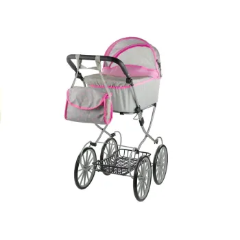 Duży głęboki wózek Alice Retro z regulowaną rączką do zabawy