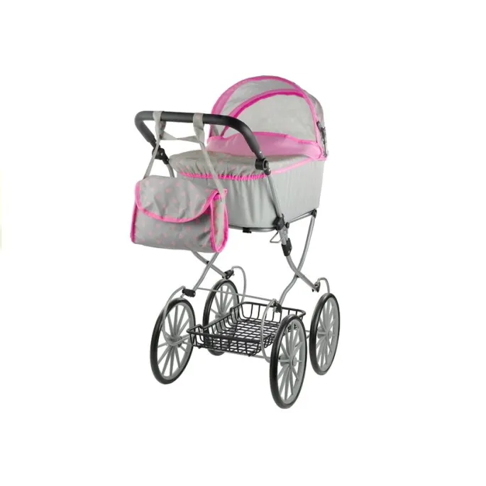 Duży głęboki wózek Alice Retro z regulowaną rączką do zabawy