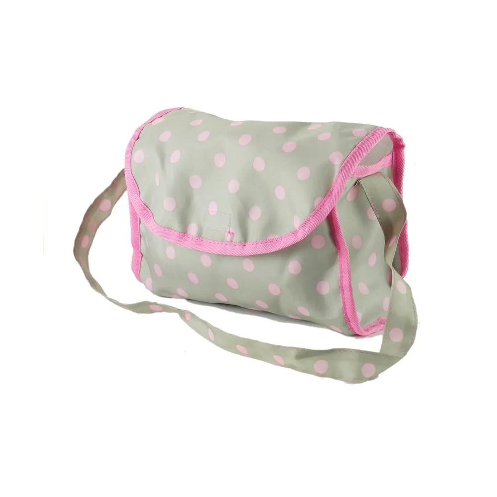 Wózek dla lalek retro z torbą na rzep i dolnym koszykiem na akcesoria