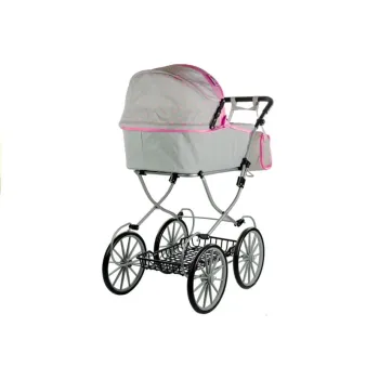 Wózek dziecięcy dla lalek z aluminiową konstrukcją i piankowymi kołami