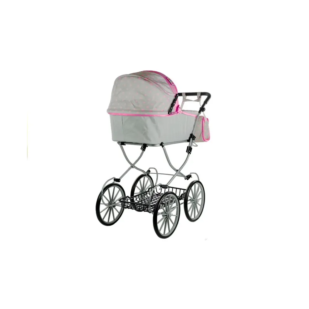 Wózek dziecięcy dla lalek z aluminiową konstrukcją i piankowymi kołami