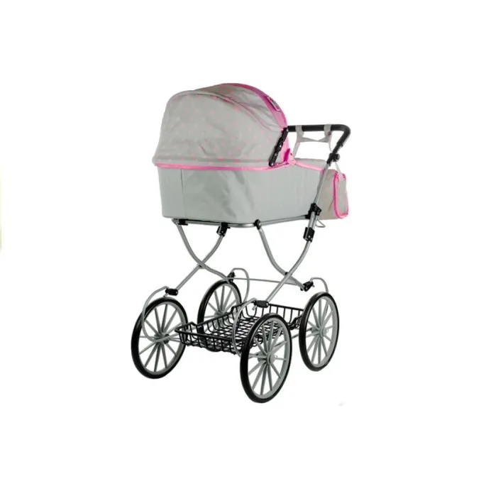 Wózek dziecięcy dla lalek z aluminiową konstrukcją i piankowymi kołami