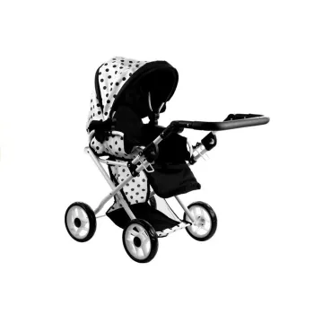 Zestaw wózek Alice z praktycznym koszykiem i akcesoriami dla lalek