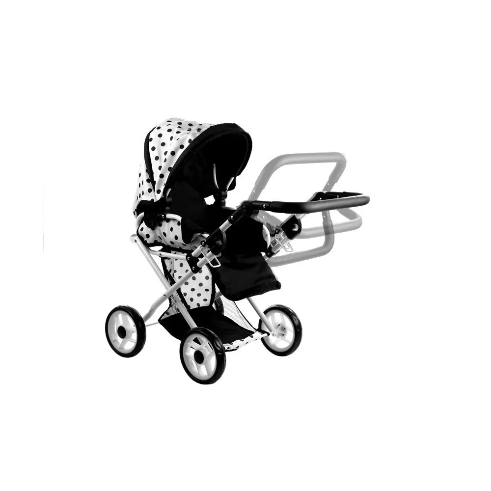 Wózek dla lalek z funkcją spacerówki i składanym daszkiem ochronnym