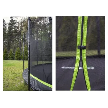 Detail: wytrzymałe sprężyny i stelaż trampoliny 244 cm na podwórku