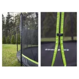 Detail: wytrzymałe sprężyny i stelaż trampoliny 244 cm na podwórku