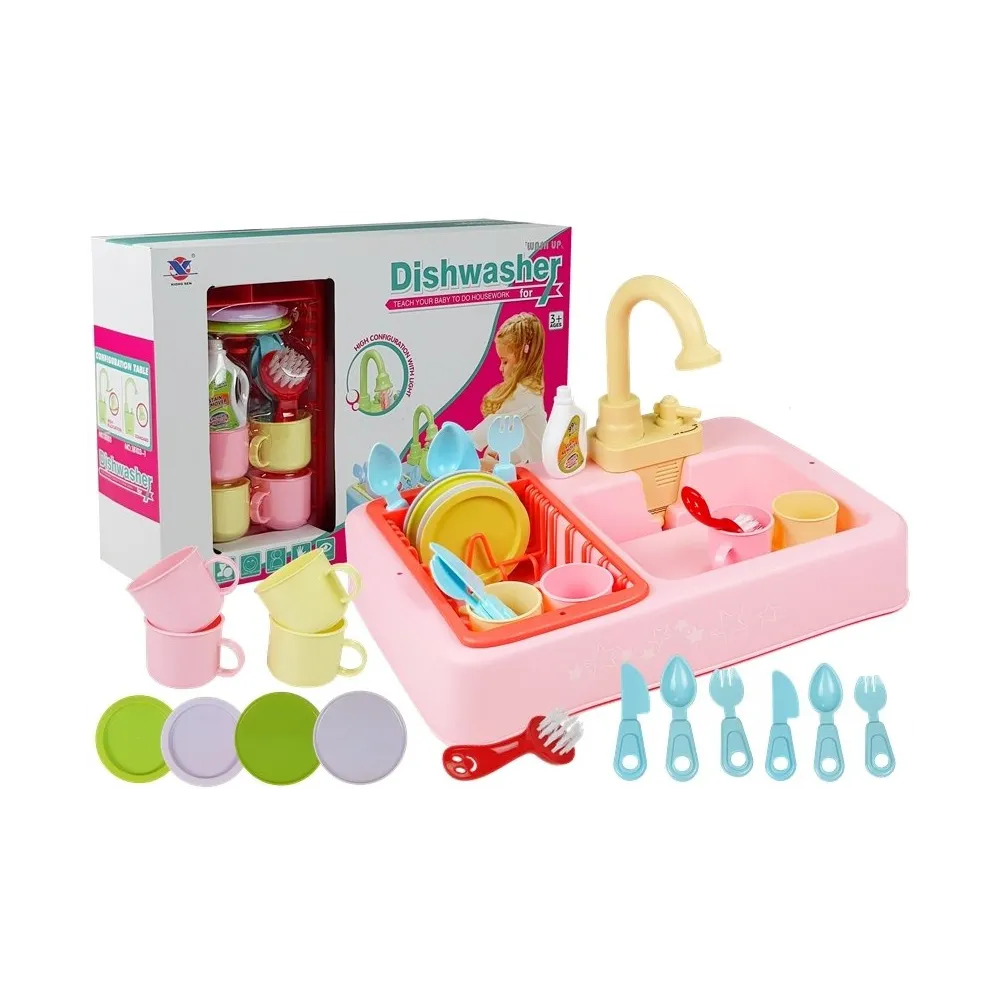 Kolorowy zlewozmywak z akcesoriami do zabawy dla dzieci