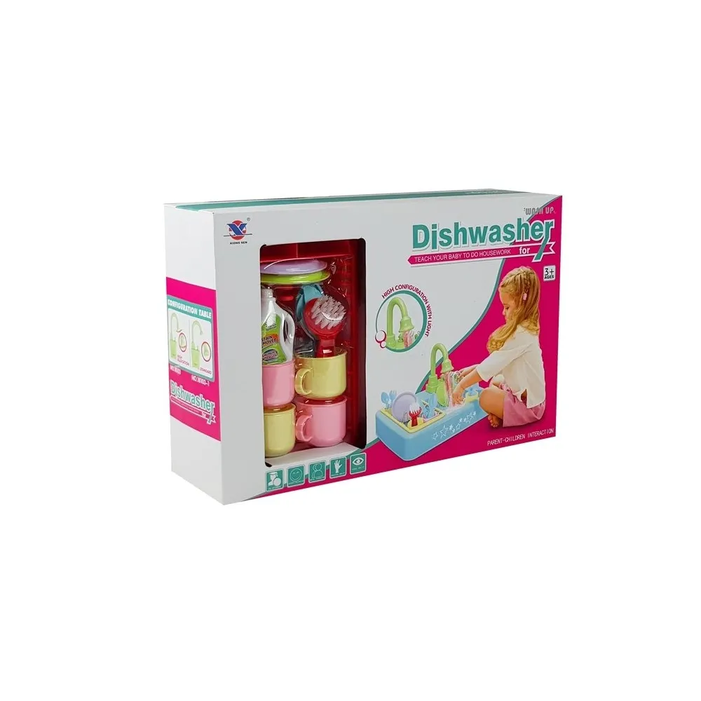 Kolorowy zlew zabawka ze szczotką i płynem do naczyń