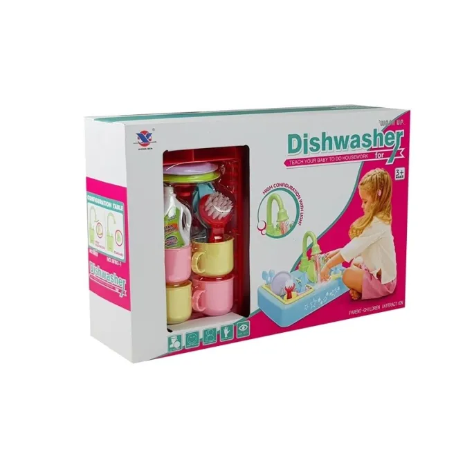 Kolorowy zlew zabawka ze szczotką i płynem do naczyń