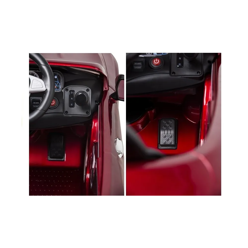 Czerwony Mercedes S63 z kołami EVA, idealny do jazdy po każdej nawierzchni