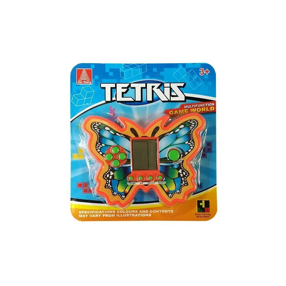 Elektroniczna zabawka Tetris Motyl Pomarańczowy na białym tle