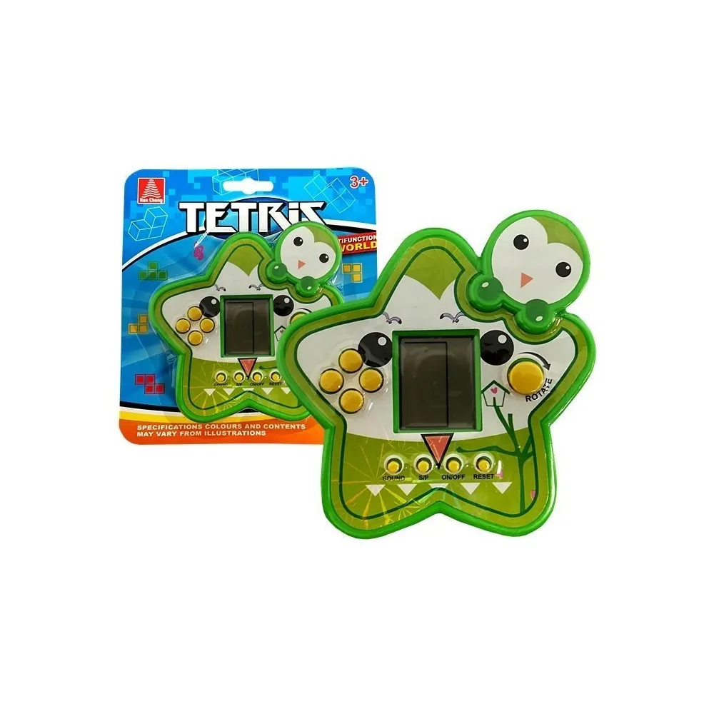Elektroniczna gra Tetris w zielonej gwiazdce, widok z przodu