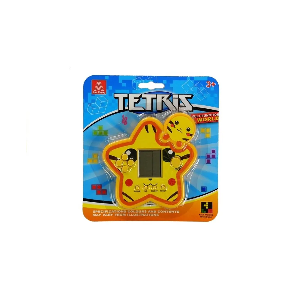 Opakowanie gry elektronicznej Tetris Gwiazdka Żółta z widocznymi wymiarami